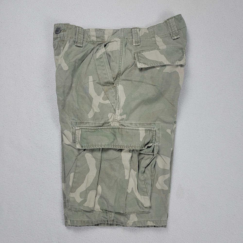 Vintage Chaps Cargo Shorts Men's 30 Green Camouflage Camo Faded Military
